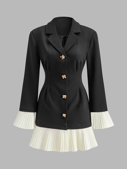 Fashionable Dual Tone Ruffled V Neck Dress