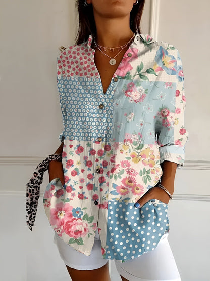 Relaxed Fit Women's Long Sleeve Button Down Shirt