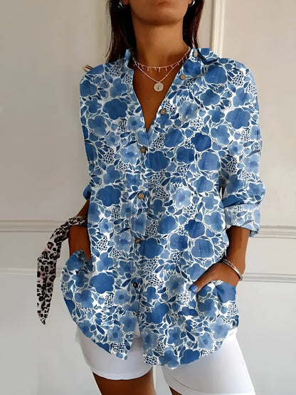 Fashionable Women's Blouse with Cute Floral Prints - Olytrend