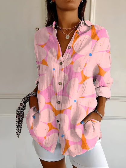 Relaxed Fit Women's Long Sleeve Button Down Shirt - Nocini