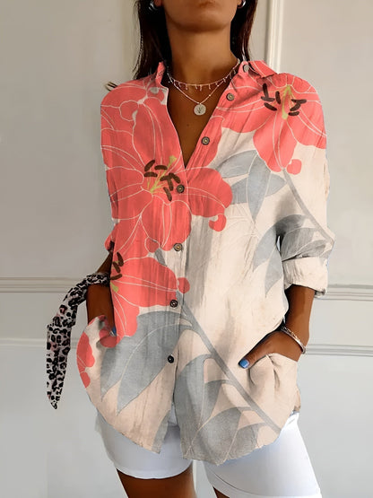 Fashionable Women's Blouse with Cute Floral Prints