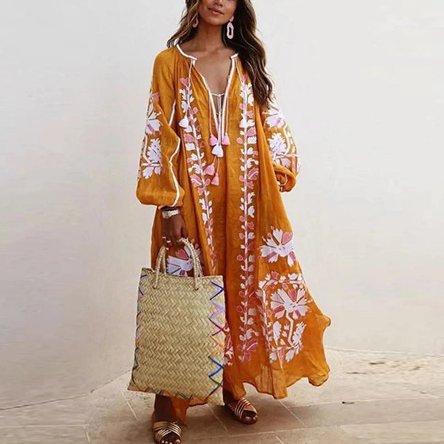 Comfortable Embroidered Maxi Dress for Women - Nocini
