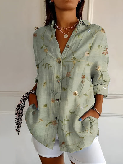 Fashionable Women's Blouse with Cute Floral Prints