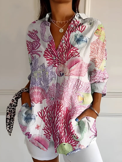 Fashionable Women's Blouse with Cute Floral Prints