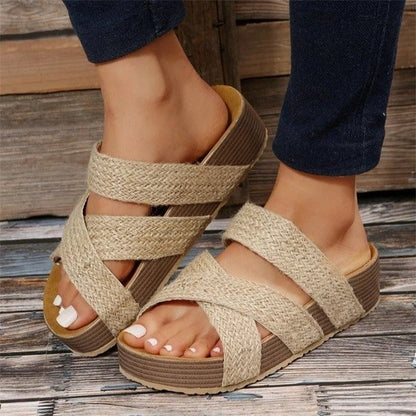 Women's Buckle Strap High Heel Slide Sandals