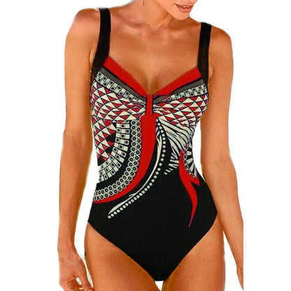 Slimming Patterned Beach Swimsuit - Olytrend