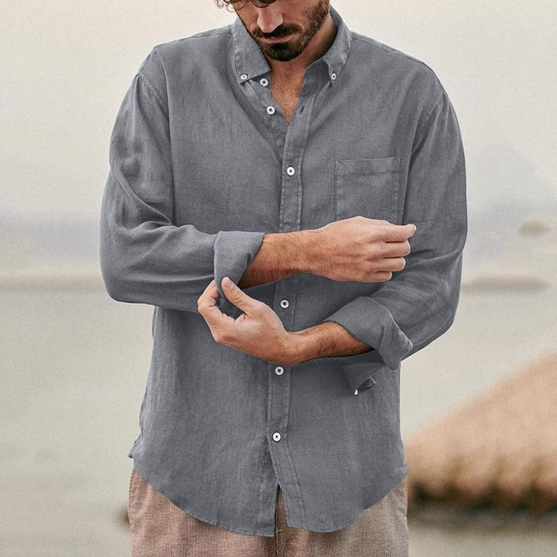 Classic Linen Mens Shirt with Pocket