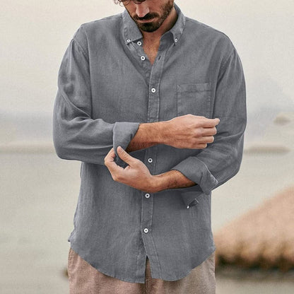 Classic Linen Mens Shirt with Pocket