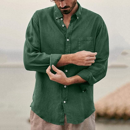 Classic Linen Mens Shirt with Pocket