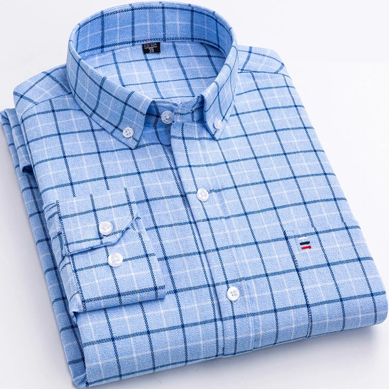 Classic Plaid Flannel Button Down Shirt for Men - Nocini
