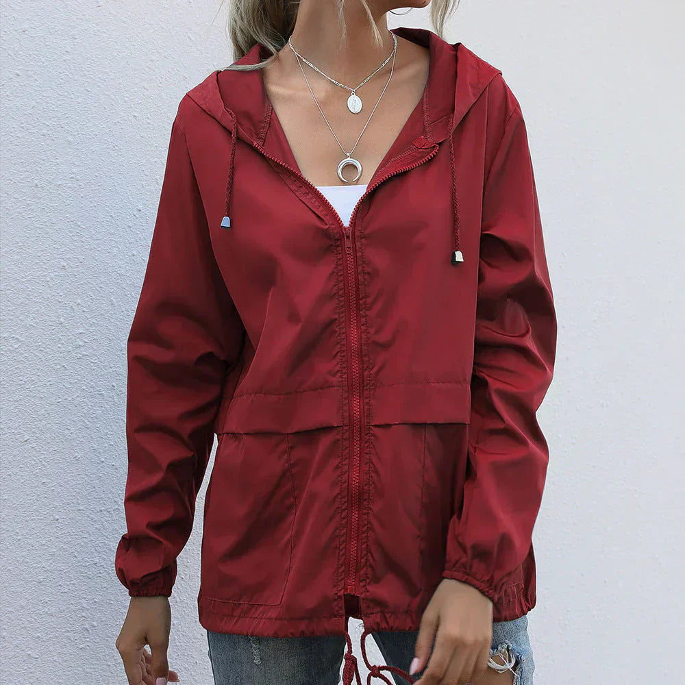 Waterproof Women's Windbreaker Coat with Hood and Zip