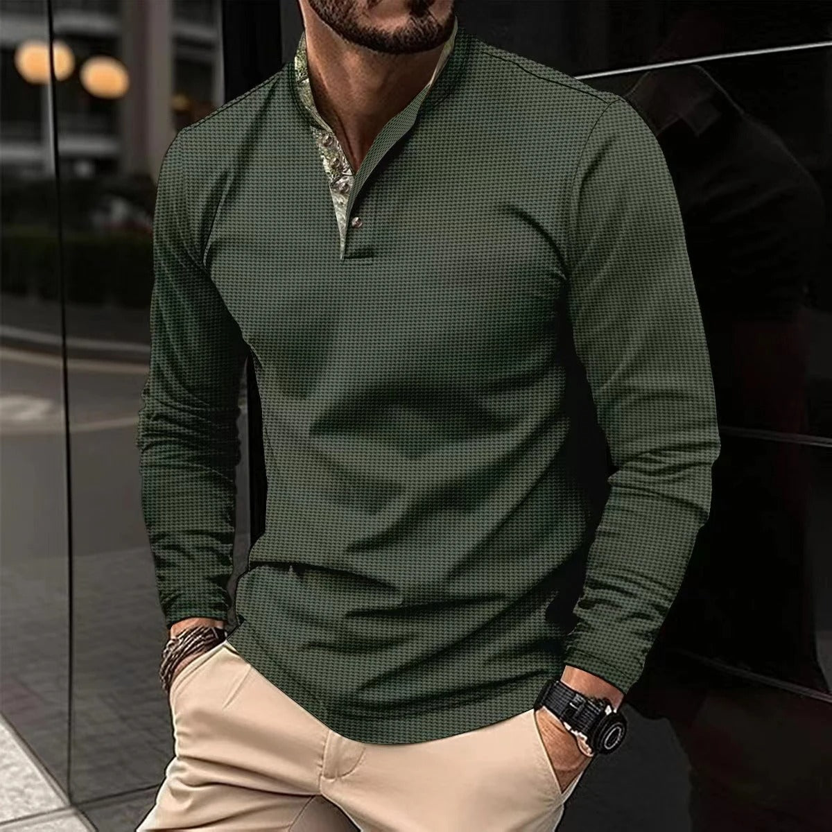 Classic Men's Long Sleeve Golf Shirt - Nocini