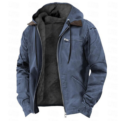 Warm Waterproof Men's Hooded Winter Coat with Pocket