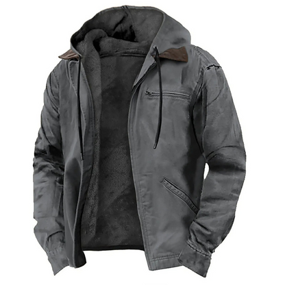 Warm Waterproof Men's Hooded Winter Coat with Pocket
