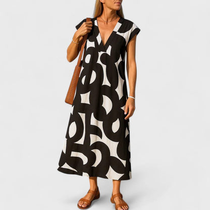 Elegant V Neck Maxi Dress - Olytrend