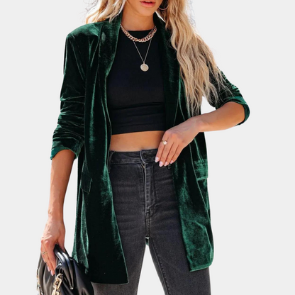 Velvet Ladies' Coat with Luxurious Look - Celestine-Burgundy-XS-Nora Luxe