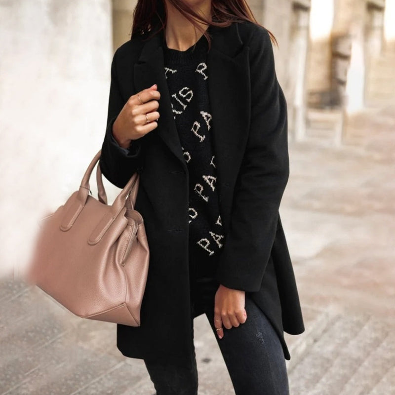 Classic Fit Women's Wool Button Coat - Nocini