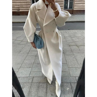 Classic Double Breasted Women's Long Coat - Nocini