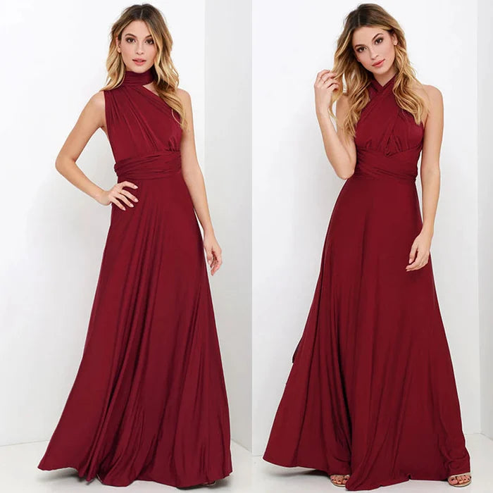 Versatile Elastic Wrap Dress - Denise-Bordeaux red-S-Nora Luxe
