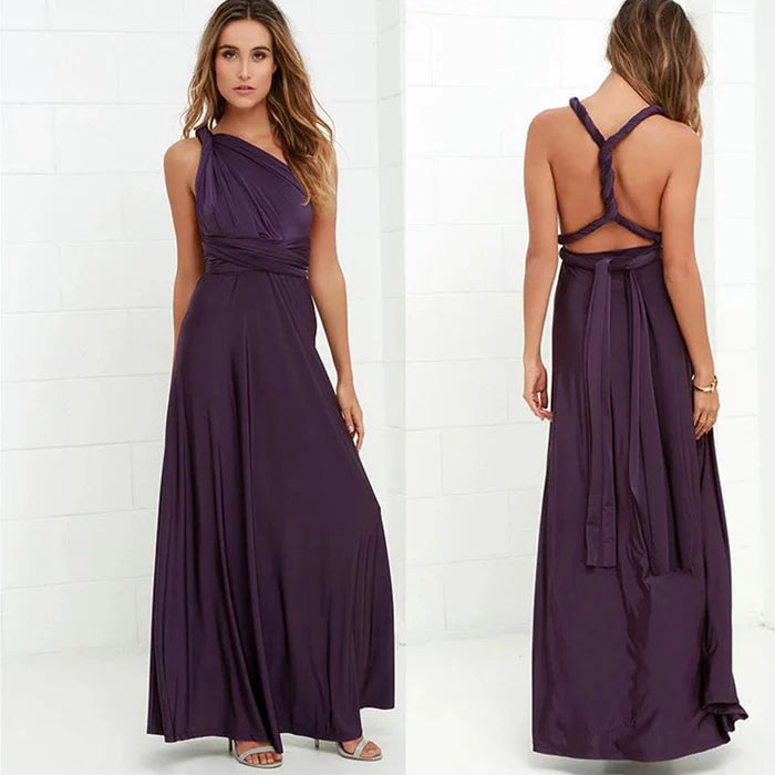 Versatile Elastic Wrap Dress - Denise-Purple-S-Nora Luxe