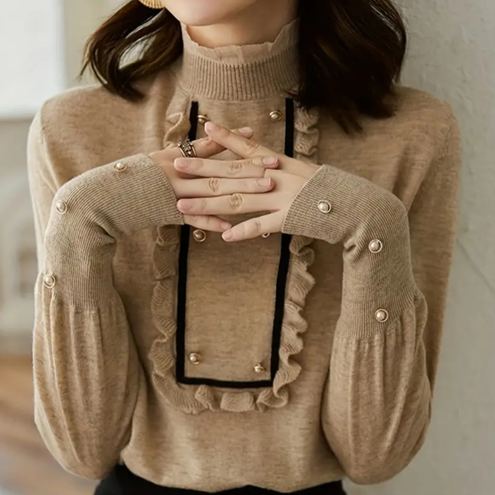 Classic Beige Women's Blouse Nora - Pexav