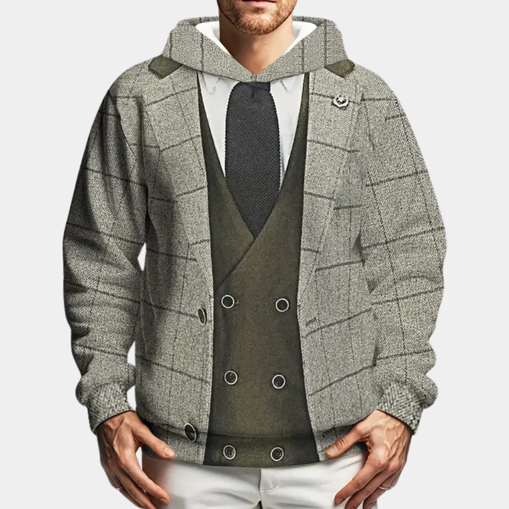Classic Mens Checkered Hooded Pullover - Pexav