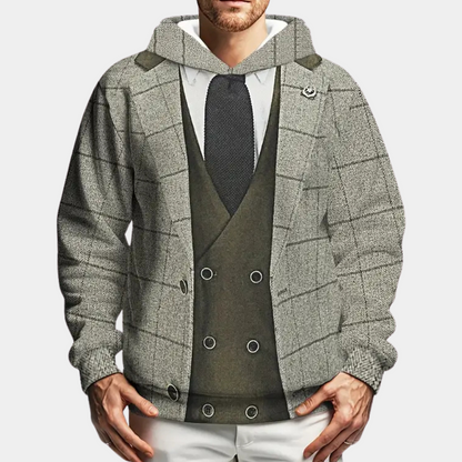 Classic Mens Checkered Hooded Pullover - Pexav
