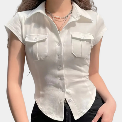 Classic Elegant Women's White Top - Pexav