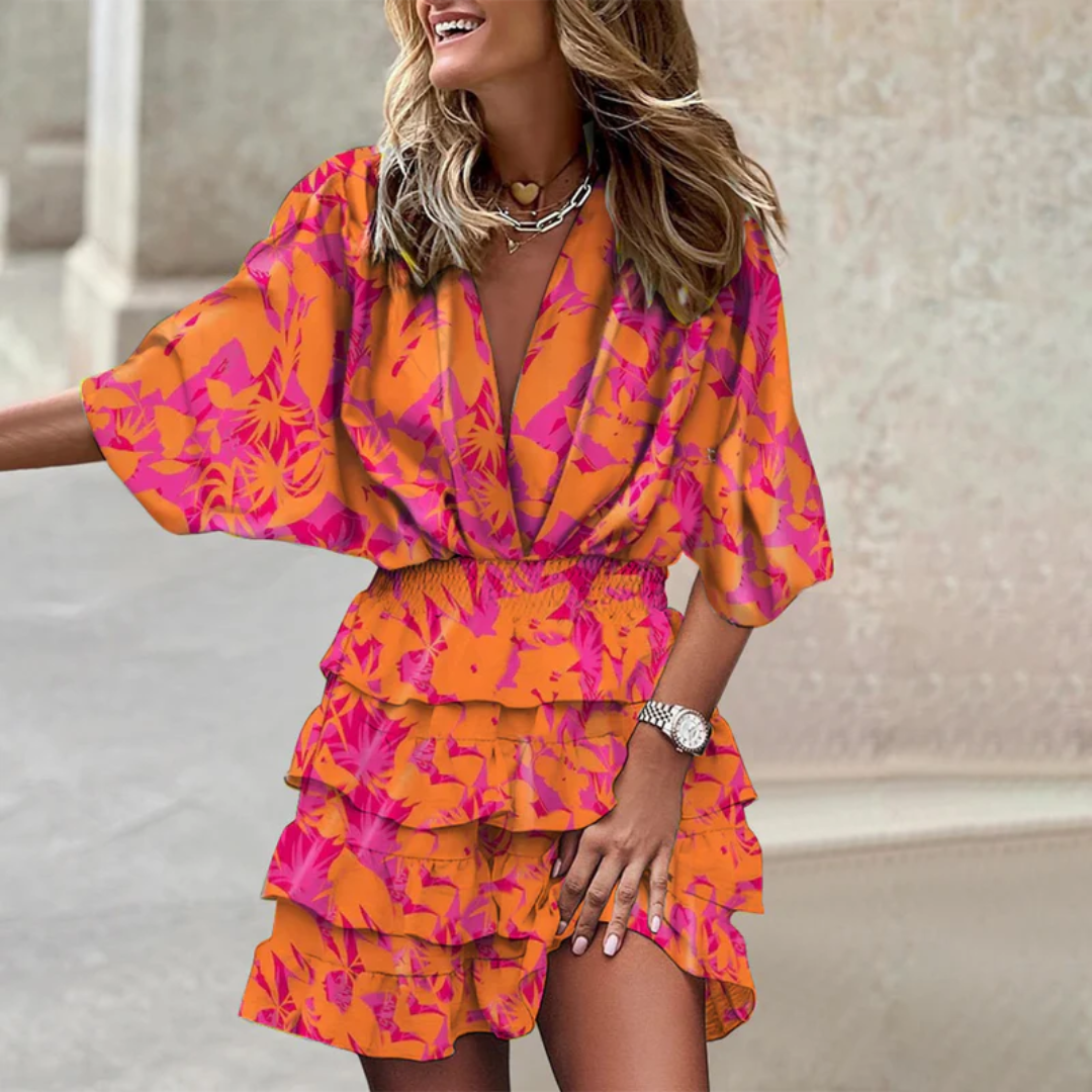 Vibrant Mini Dress - Sophie-Orange-S-Nora Luxe