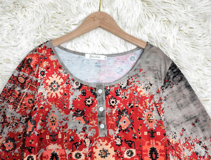 Vintage Aztec Print Long Sleeve - Autumn Pattern-S-Nora Luxe