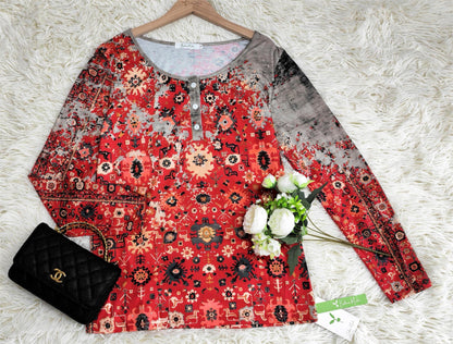 Vintage Aztec Print Long Sleeve - Autumn Pattern-S-Nora Luxe