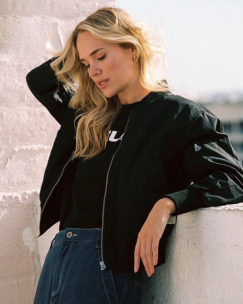 Vintage Bomber Jacket - Everly-Black-XS-Nora Luxe