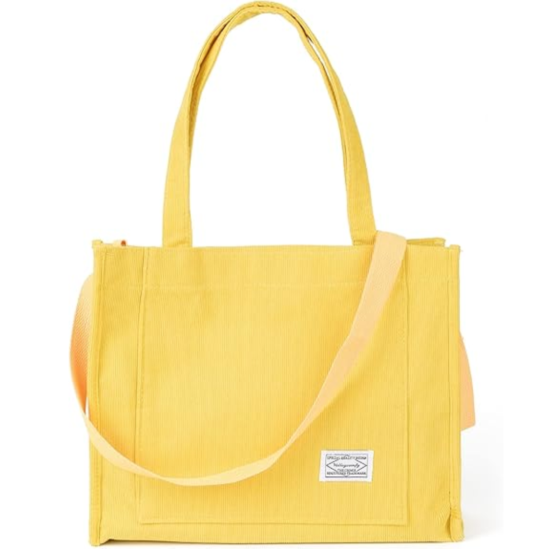 Vintage Corduroy Shoulder Bag – Alinda-Yellow-Medium-Nora Luxe