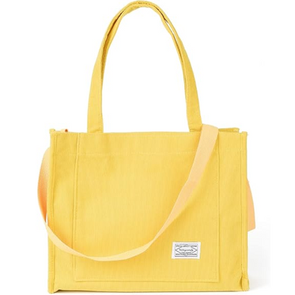 Vintage Corduroy Shoulder Bag – Alinda-Yellow-Medium-Nora Luxe