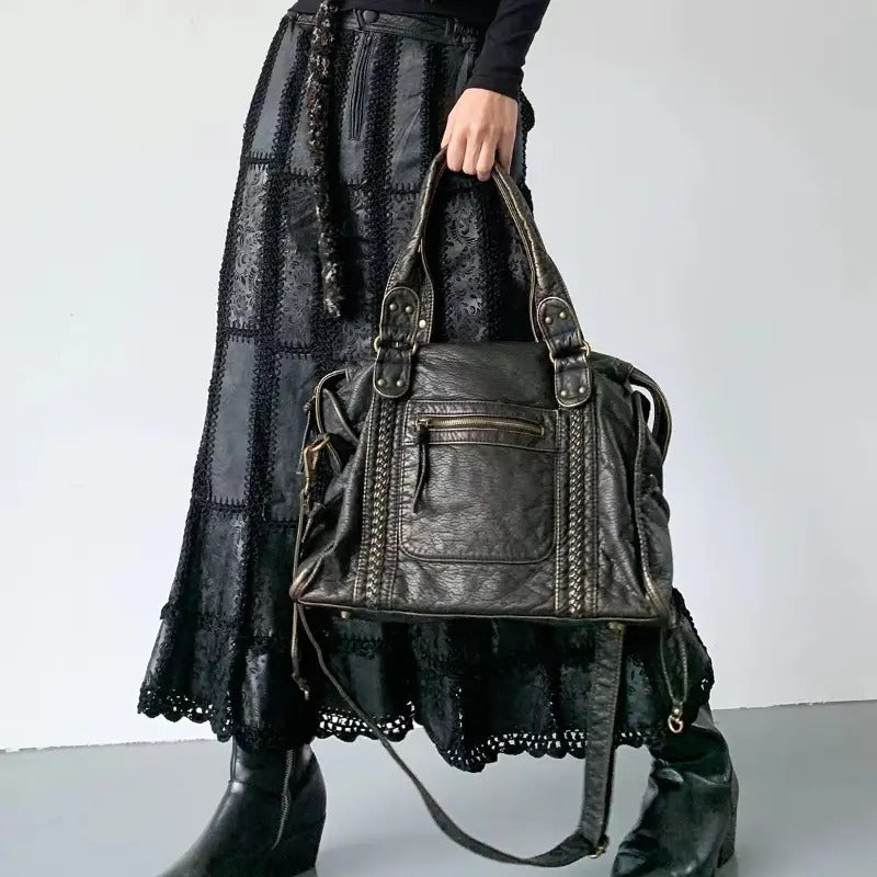 Classic Brown Leather Tote Bag - Pexav