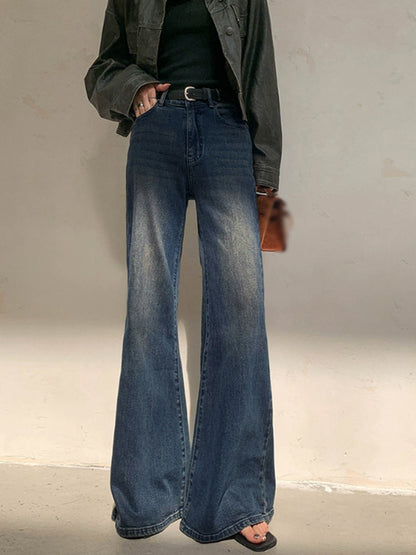 Classic Relaxed Fit Distressed Wide Leg Jeans