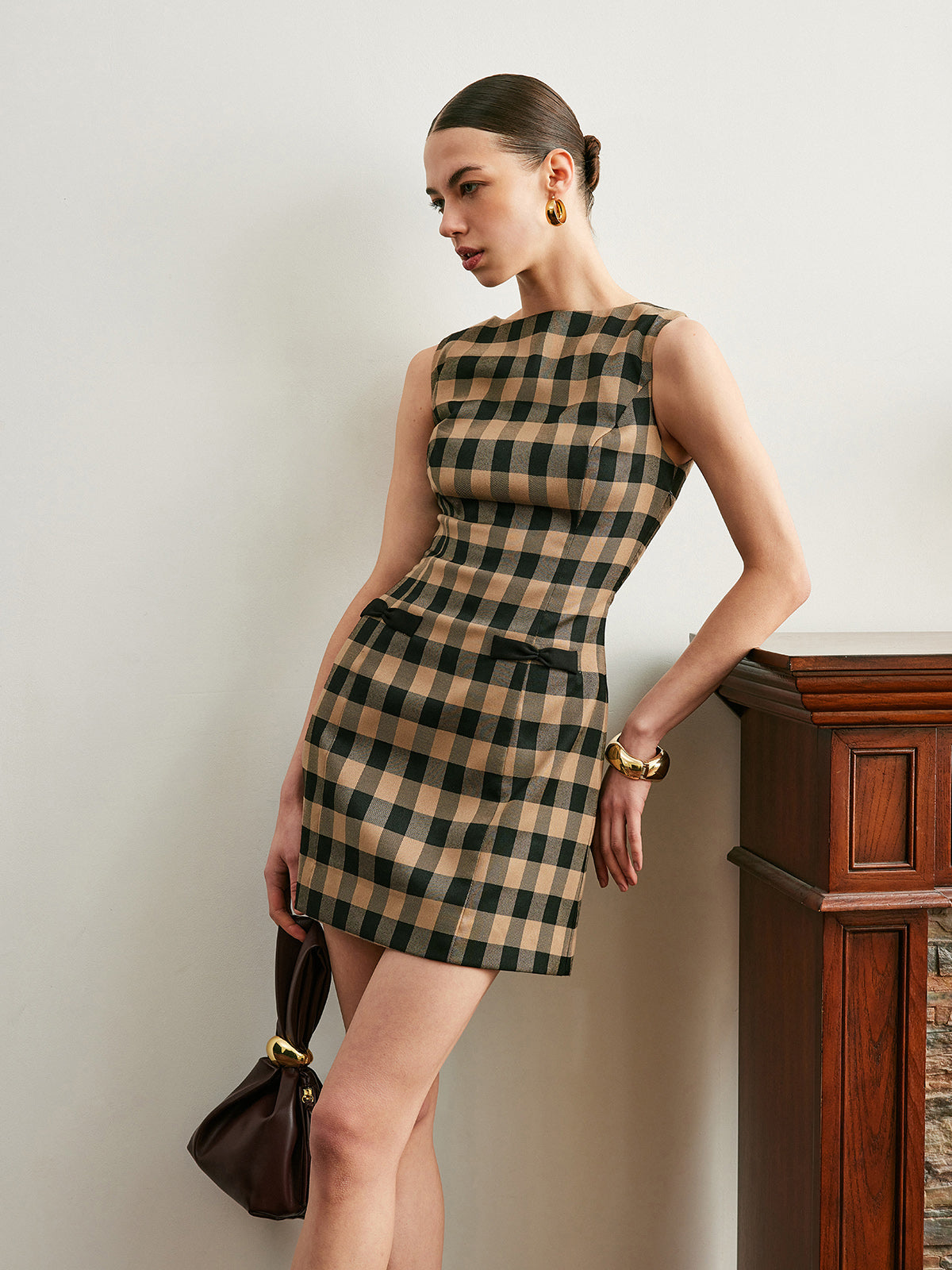 Classic Red Checkered Summer Dress - Pexav