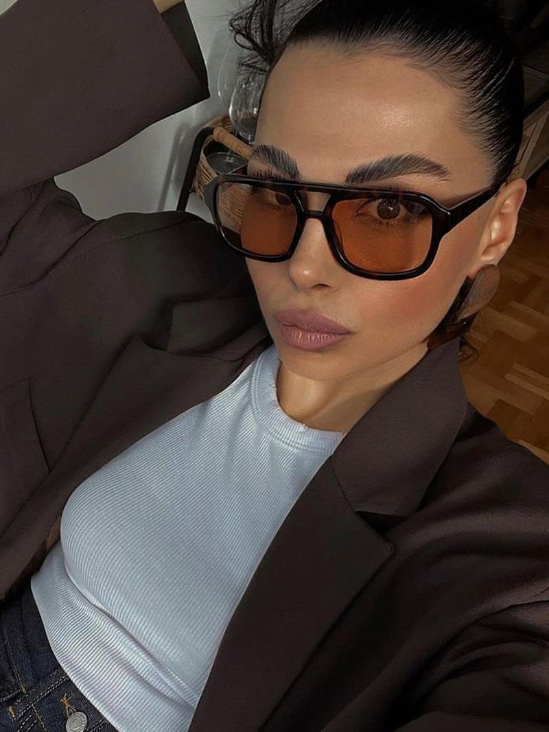 Vintage sunglasses with UV protection and retro charm – Loreen-Black/Orange-Nora Luxe