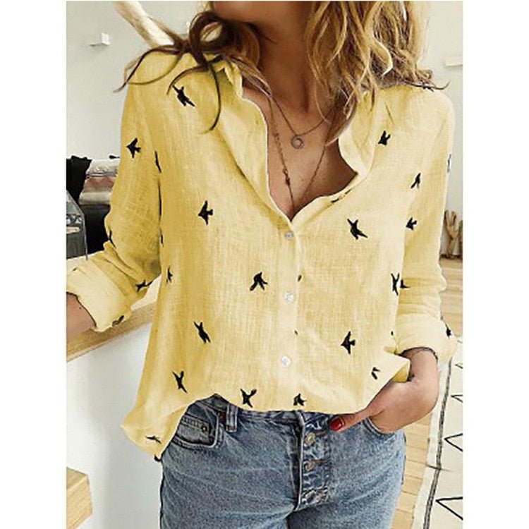 Elegant Casual Ladies Linen Blouse