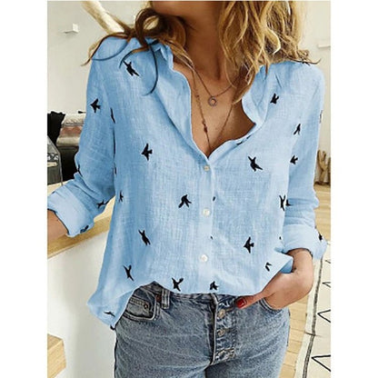 Elegant Casual Ladies Linen Blouse