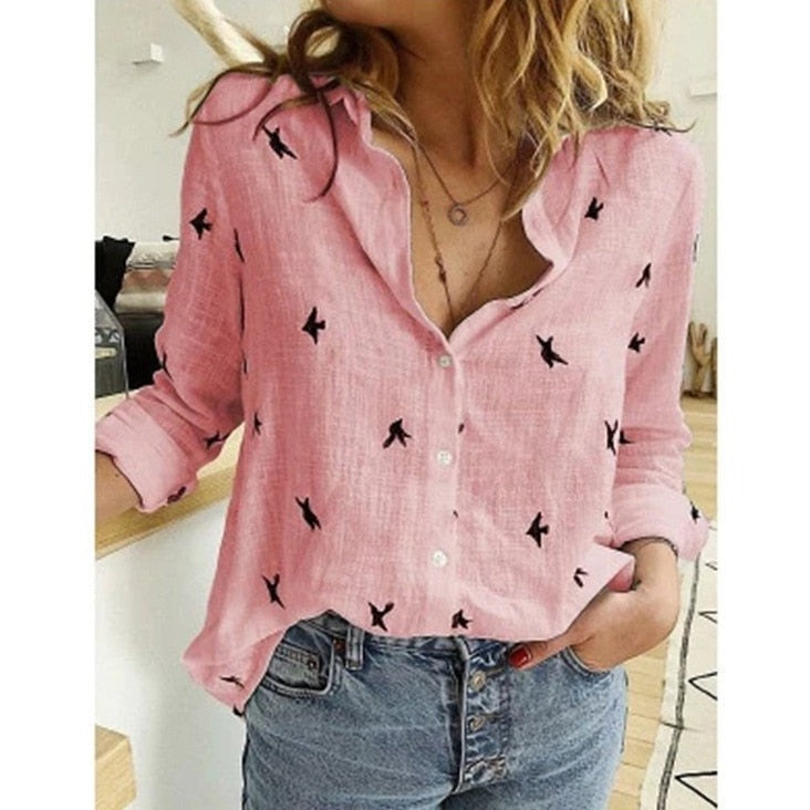 Elegant Casual Ladies Linen Blouse - Nocini