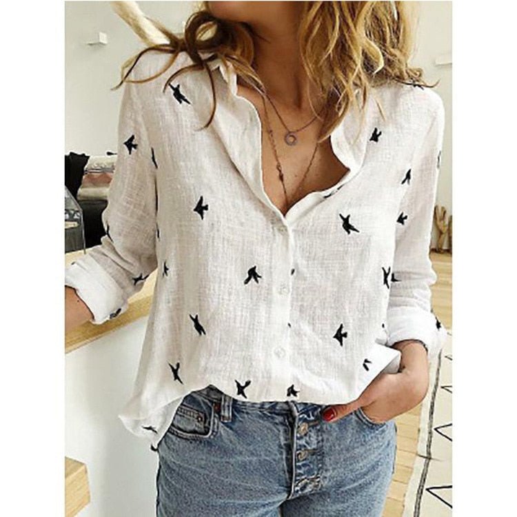 Elegant Casual Ladies Linen Blouse