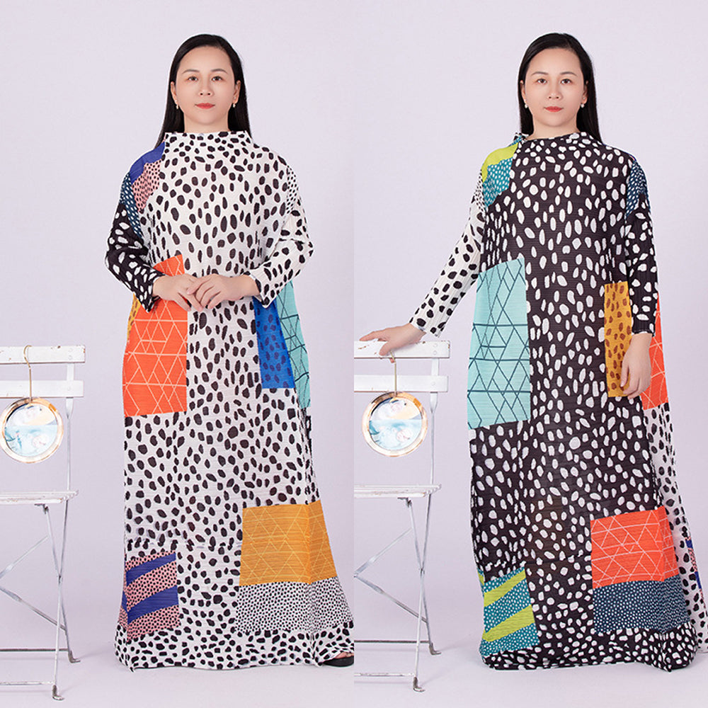 Chic Leopard Print Flared Long Sleeve Women's Dress