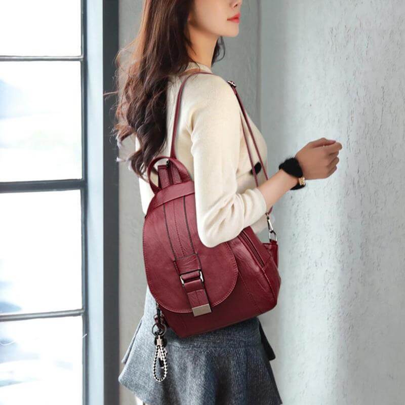 Durable Waterproof Ladies Leather Rucksack