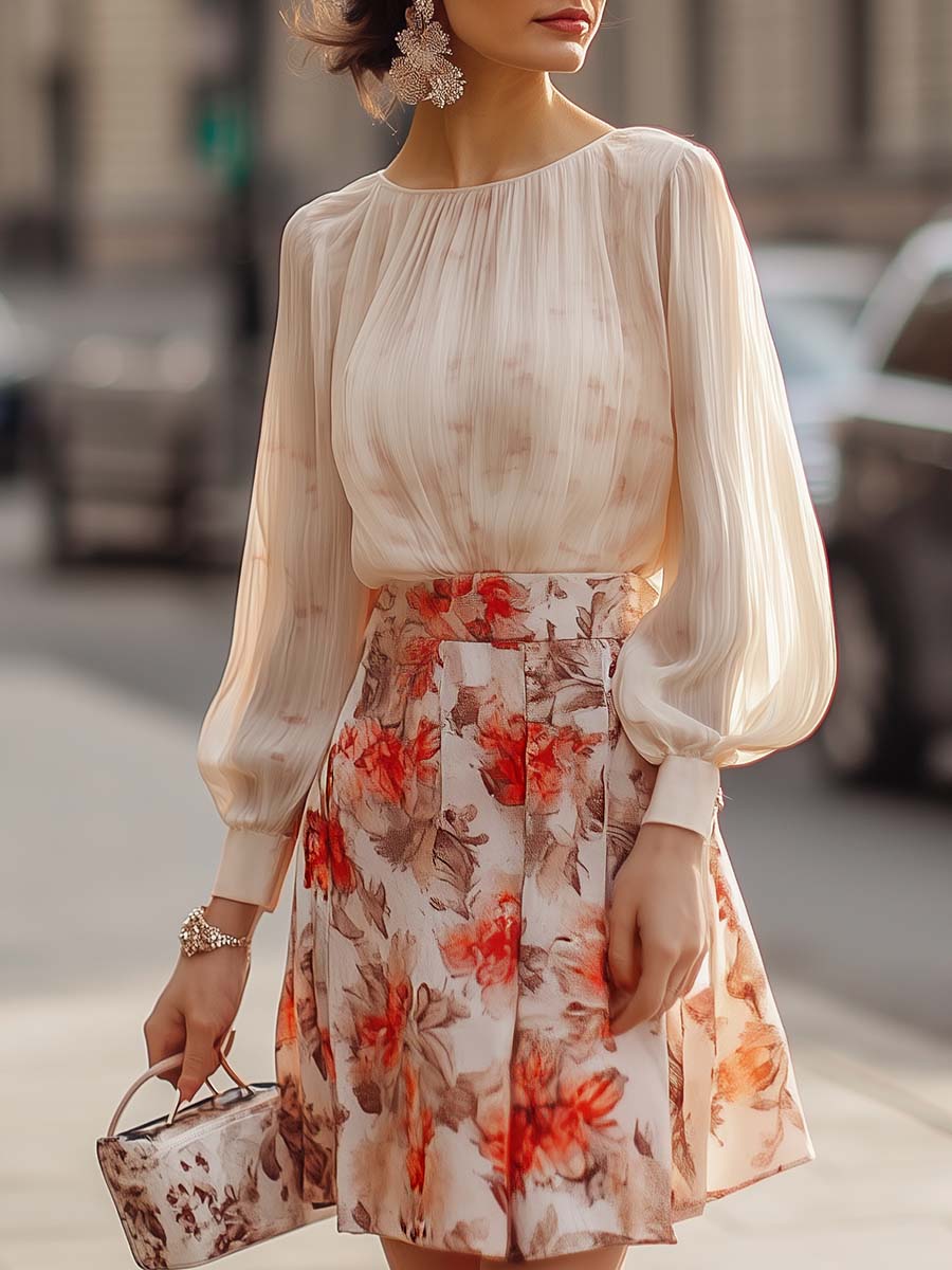 Women's Floral Skirt and Top Set - Nocini