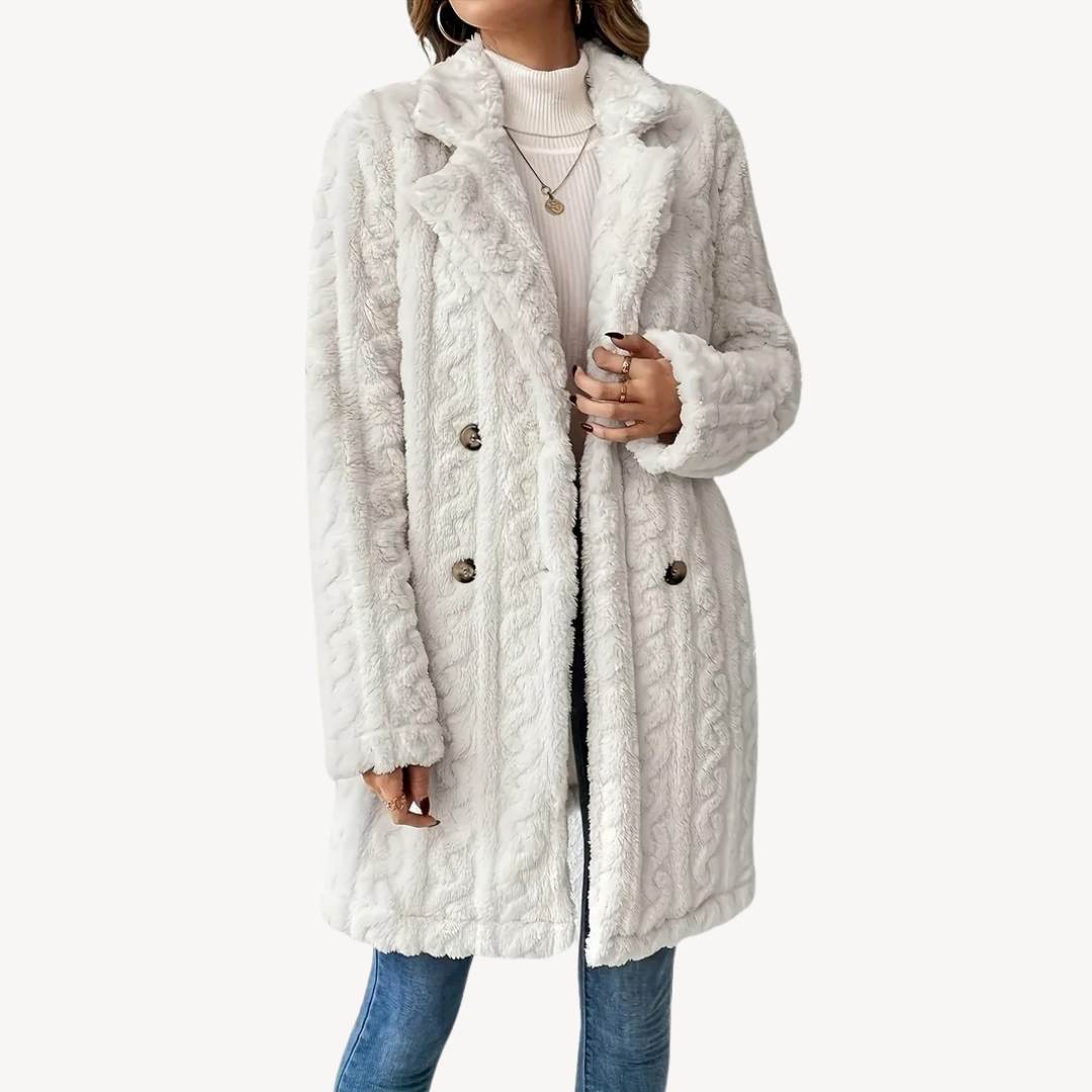 Ladies Luxury Faux Fur Trench Coat