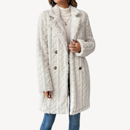 Ladies Luxury Faux Fur Trench Coat