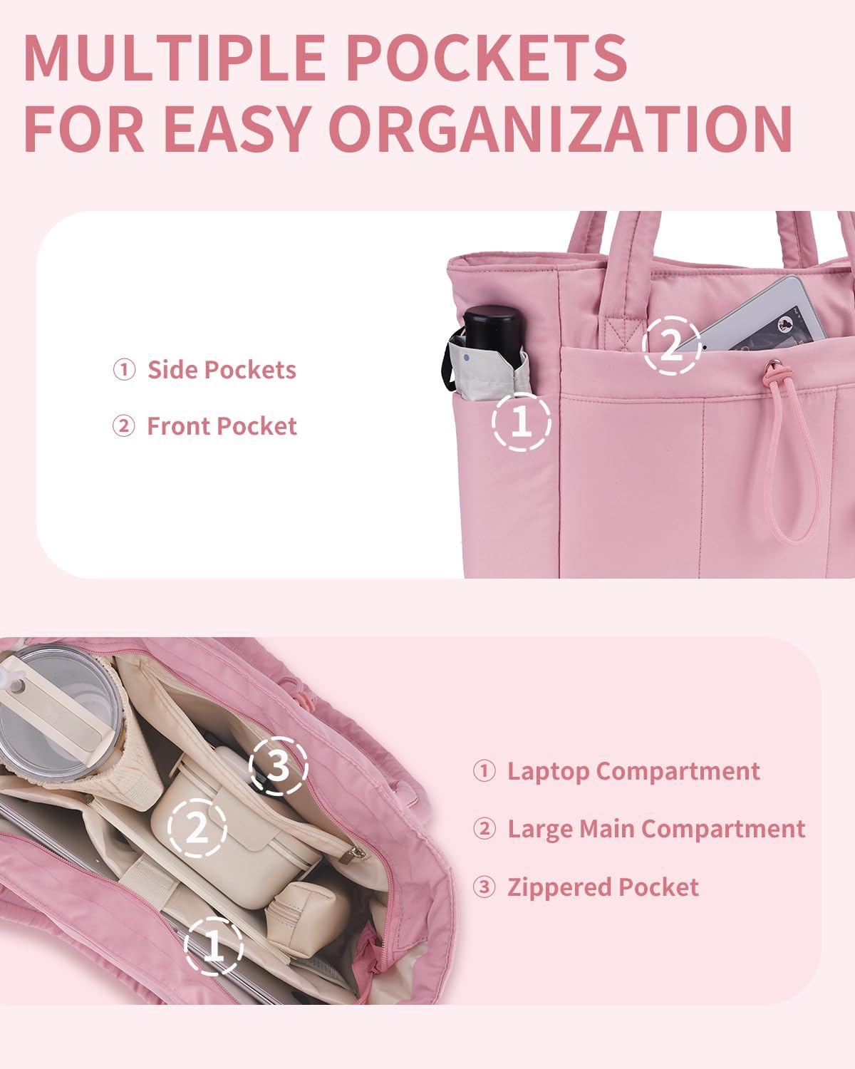 Insulated Puffer Bag with Pocket & Laptop Compartment