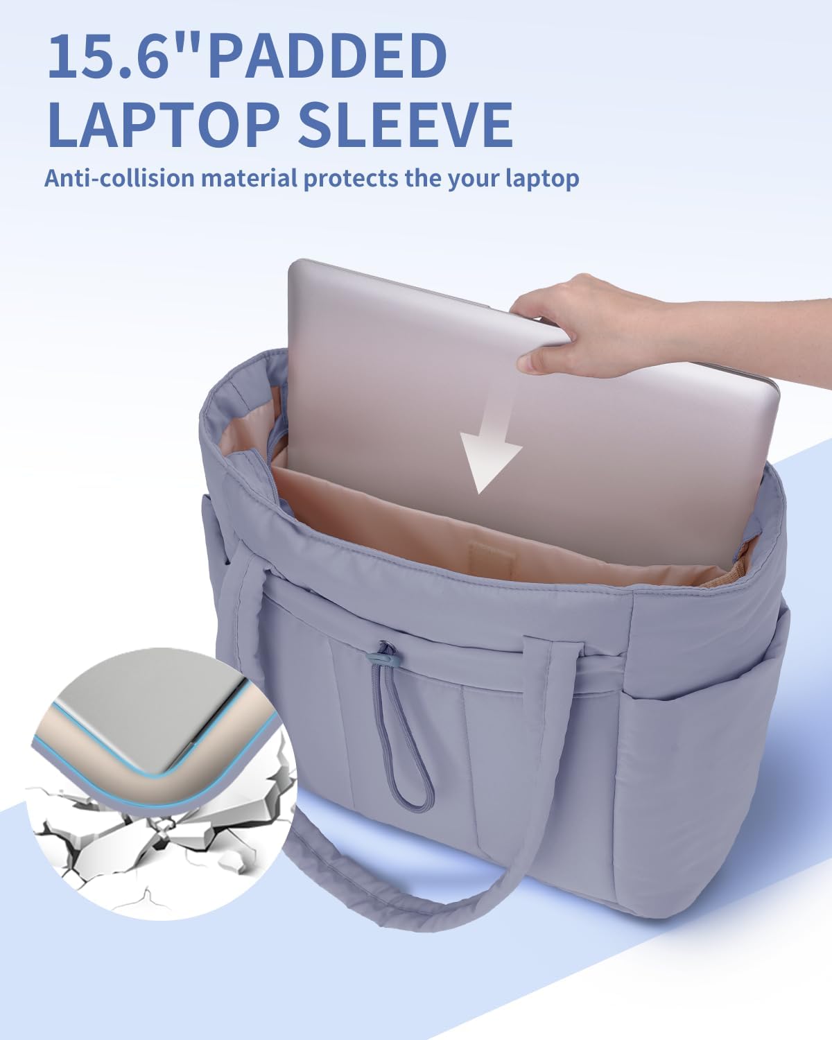 Insulated Puffer Bag with Pocket & Laptop Compartment