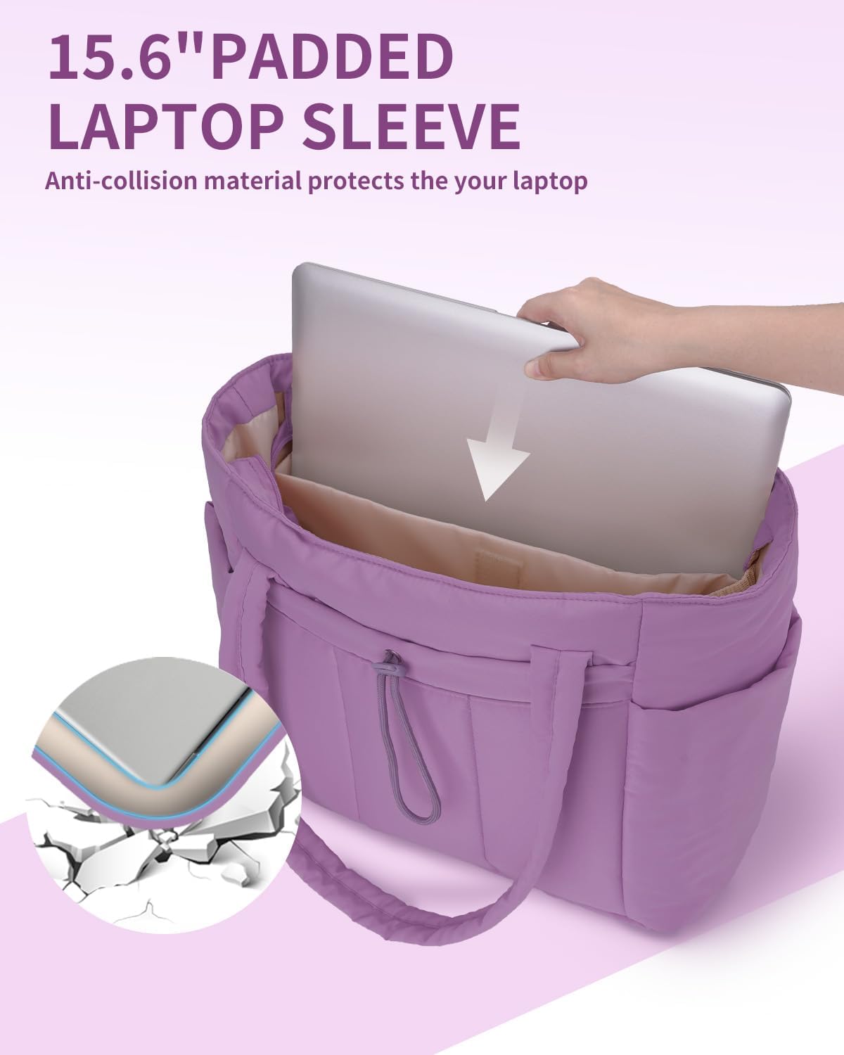 Insulated Puffer Bag with Pocket & Laptop Compartment